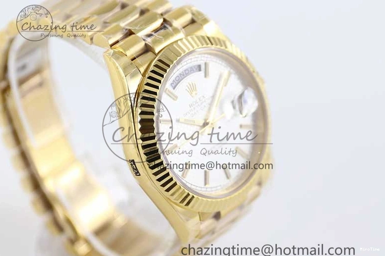 MiroTime 0121 Day Date 40mm YG 904L Steel TWF 1:1 Best Edition White Dial on YG Bracelet A FreshLook 2368